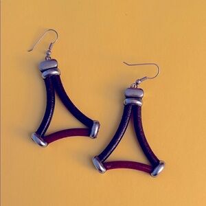 Antique 1980s Source Unknown Metallic and Dark Brown Earrings